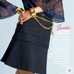 CAbi Black skirt with Lace  overlay Mini Skirt Size 2